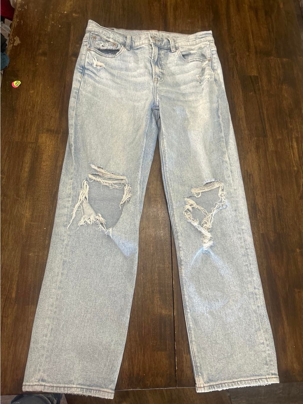 American Eagle Outfitters Light Wash Distressed Straight Leg Jeans